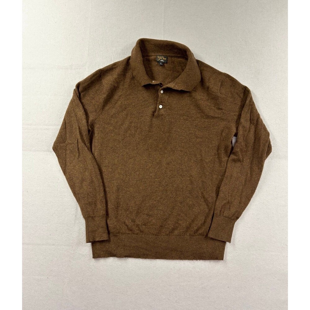 J.Crew Men’s Knit Cashmere Sweater Brown Polo Sweater Large